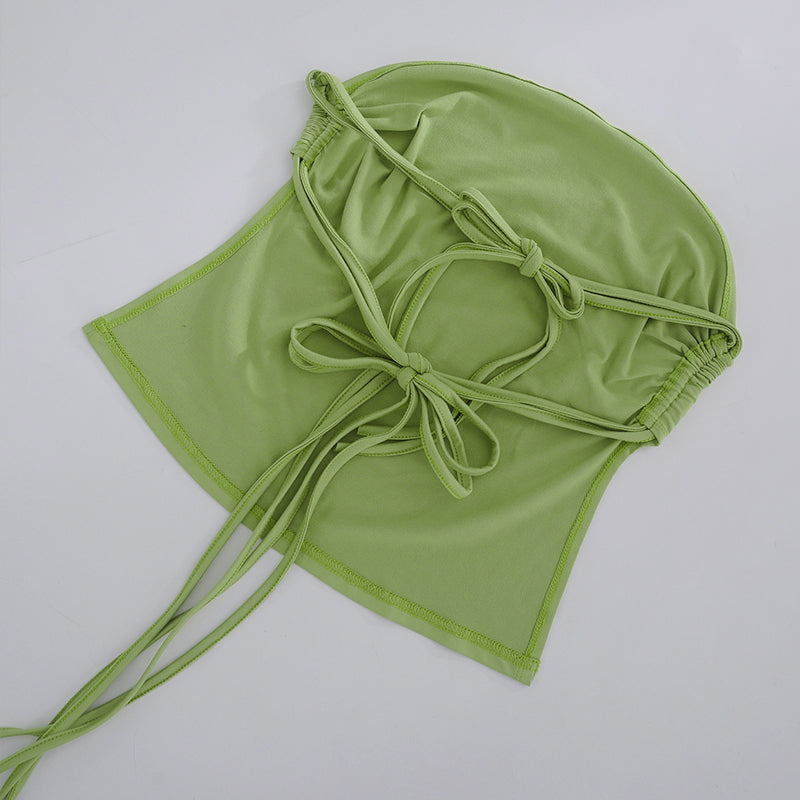 Green Strapless Bandage Backless Top