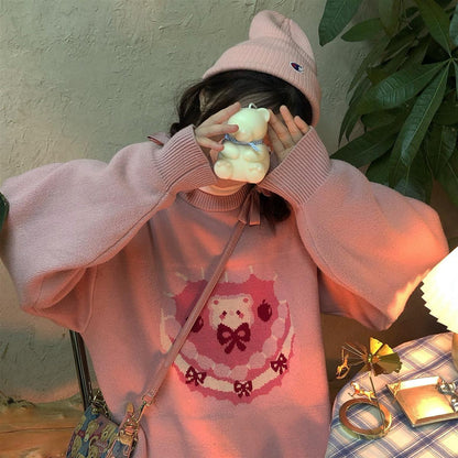 Sweet Bear Cake Print Sweater