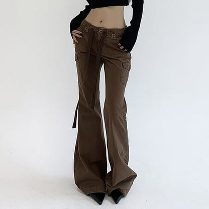 Brown Flare Boot Cut High Waist Trousers