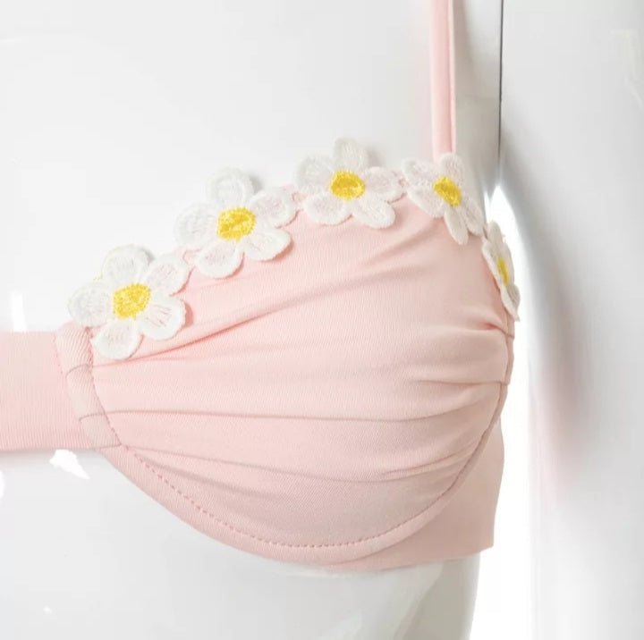 Cute Pink Floral Backless Vest Strapless Shirt Crop Top Corset Beach Boho Summer Aesthetic Casual E-Girl Kawaii Korean Japanese Harajuku