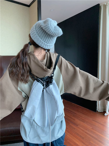 Oversized Sunday Patchwork Cropped Hoodie