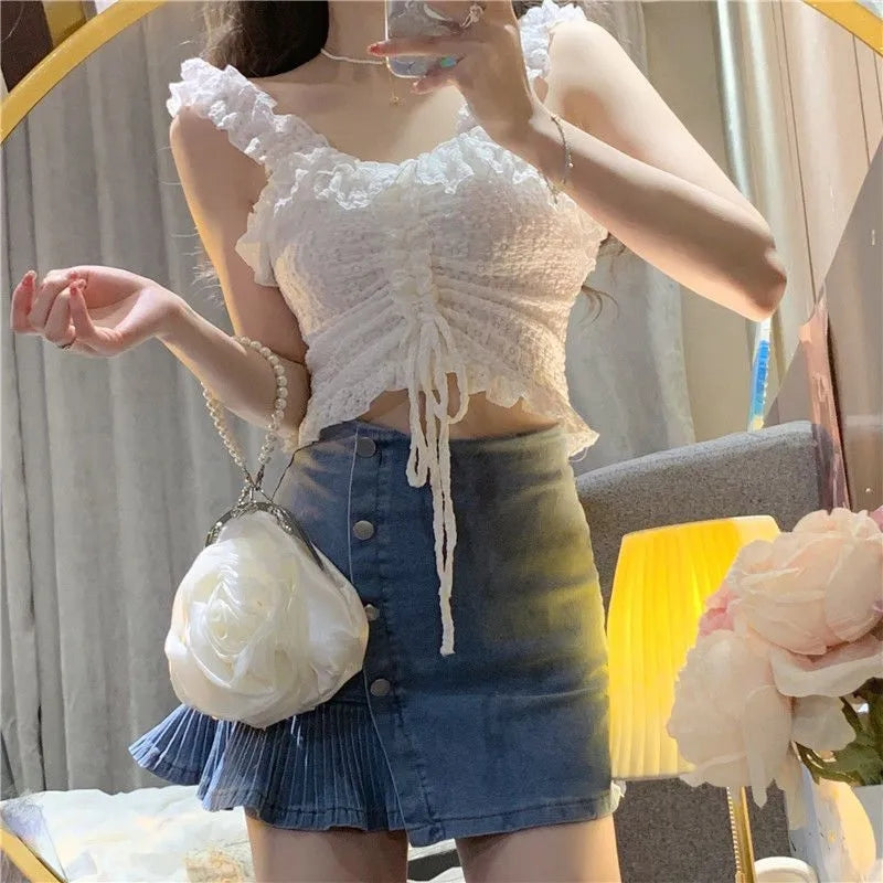 White Lace Frill Camisole