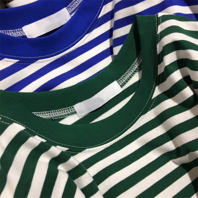 Cute Casual Stripe Round Neck Long Sleeve Tee Shirt T-shirt Top Plus Oversized Baggy E-Girl Kawaii Korean Japanese Harajuku Retro Streetwear