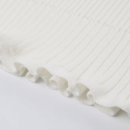 White Knit Pencil Mini Skirt