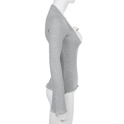 2PCS Milkmaid Patchwork Long Sleeve T-shirt