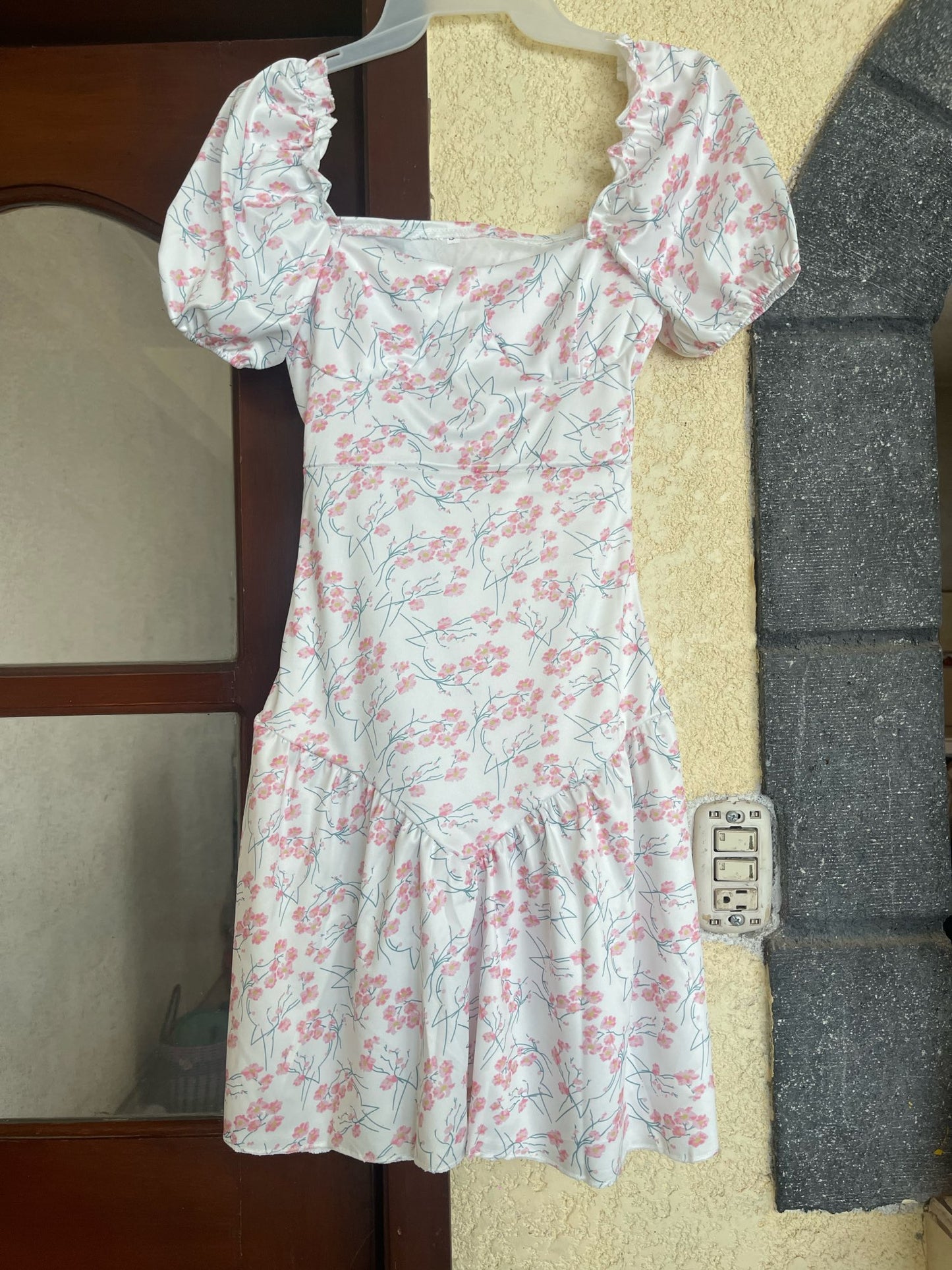 Floral Square Neck Puff Sleeve Dress