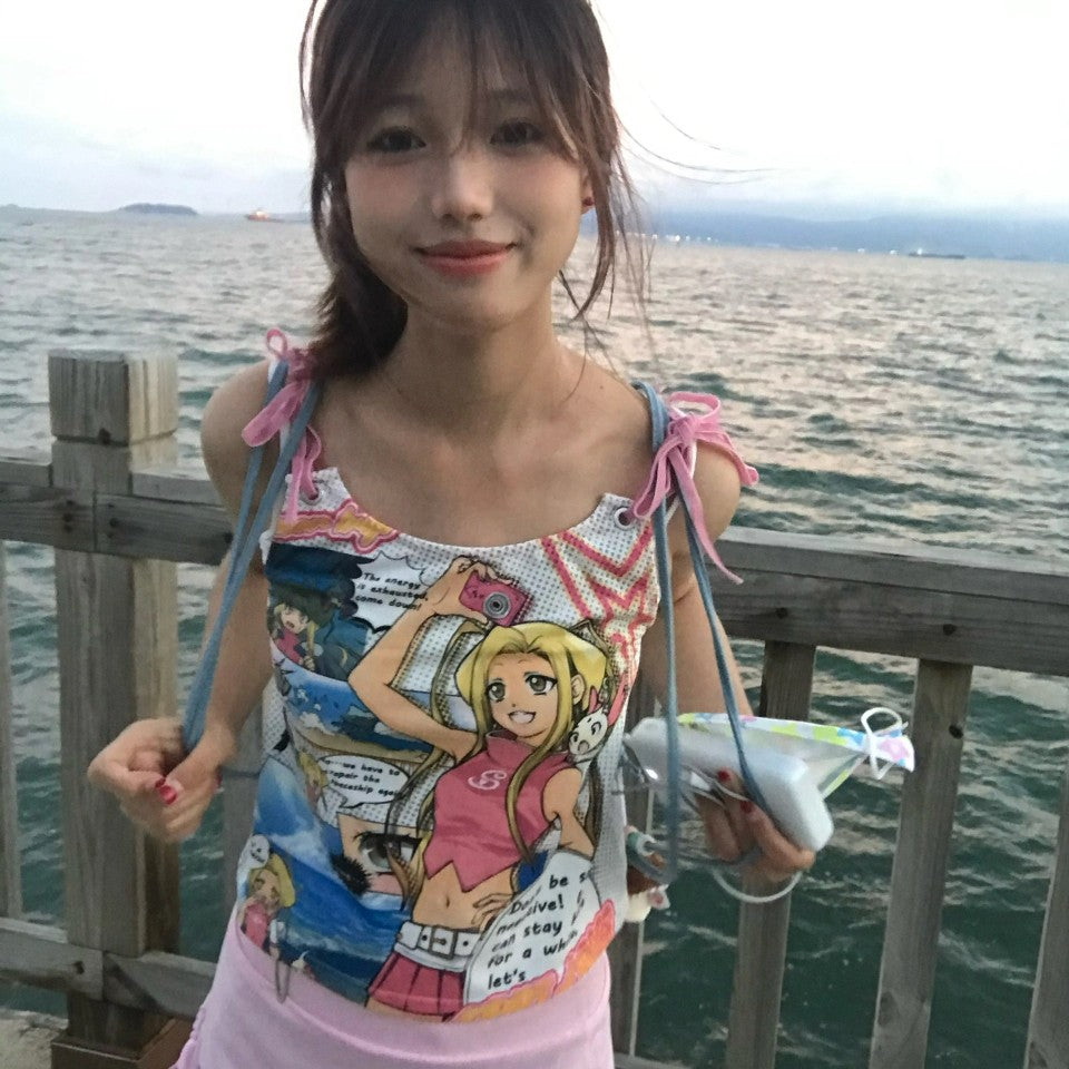 Anime Colorful Print Tank Top