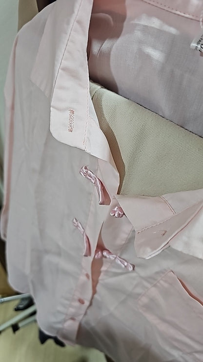 Pink Button Loose Long Sleeve Blouse