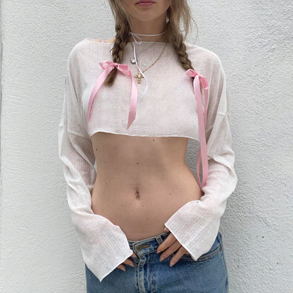 White Loose Smock Long Sleeve Shirt