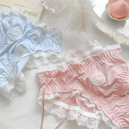 Love Heart Lace Cotton Panties