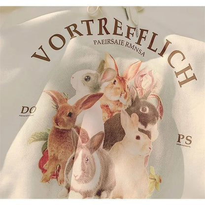 Rabbit Print Oversized Hoodie