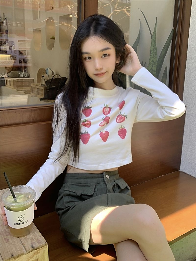 Strawberry Print Long Sleeve T-shirt