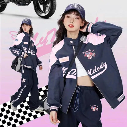 Japanese Anime Print Windproof Biker Jacket