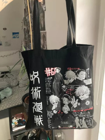 Anime Cartoon Canvas Tote Bag Shoulder Shopping Bag Vintage Aesthetic Casual Summer E-Girl Kawaii Korean Japanese Harajuku