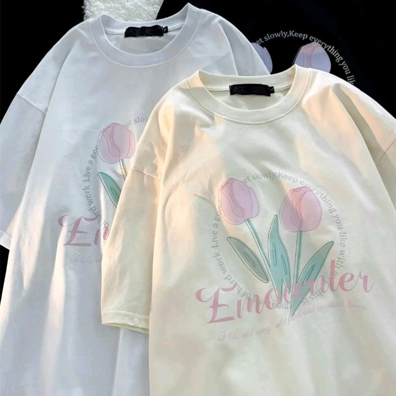 Tulip Print Short Sleeve T-shirt