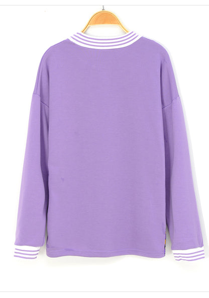 Cute 90s Vintage Purple Aesthetic Oversized Loose Sweatshirt Sweater Pullover Hoodie Autumn Casual E-Girl Kawaii Korean Japanese Harajuku Streetwear
