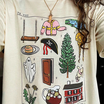 Retro Vintage Print Short Sleeve T-shirt