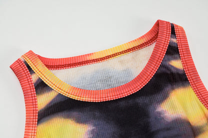Cute Sexy Tiger Punk Tie Dye Graphic Ribbed Sleeveless Bodycon Dress E-Girl Kawaii Korean Japanese Harajuku Chinese Retro Streetwear Aesthetic