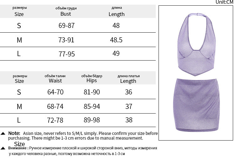 2PCS Purple Shimmer V Neck Dress