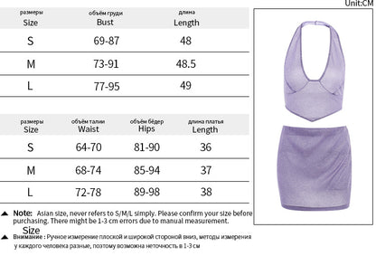 2PCS Purple Shimmer V Neck Dress