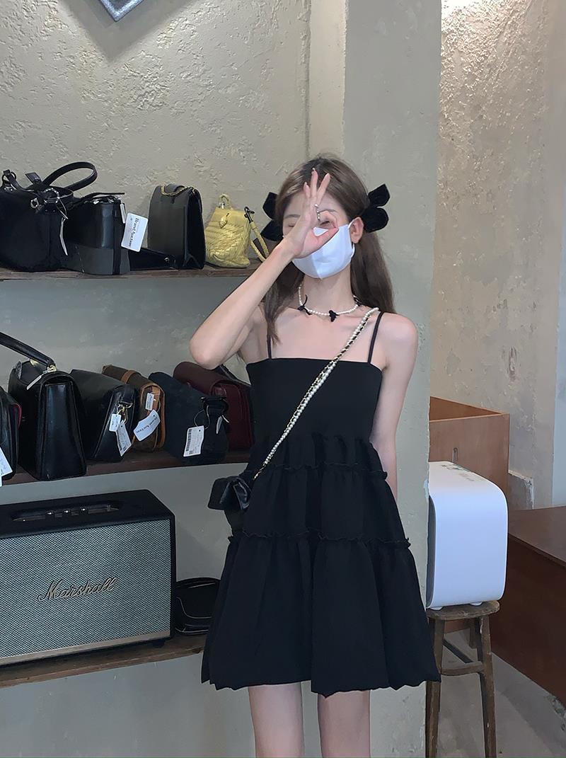 Black Ruffle Pleated Sundress