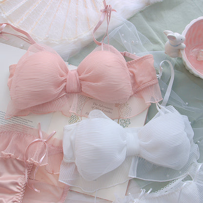 Sweet Bow Mesh Bra + Panties Set
