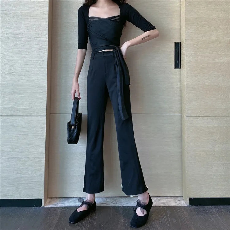 Bell Bottom Bow High Waist Flare Pants