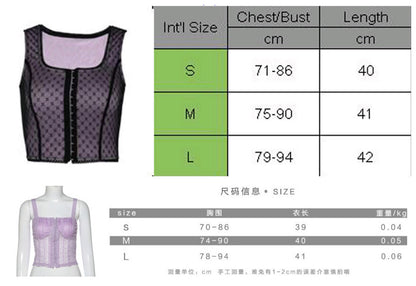 Sexy Lace Net Crop Top Tank Camisole Sleeveless Shirt Summer Causal E-Girl Kawaii Korean Japanese Harajuku Streetwear