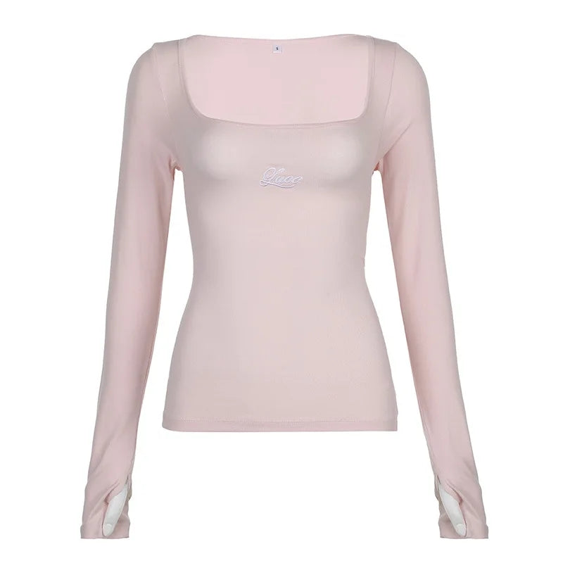 Pink Ribbon Bow Long Sleeve Shirt
