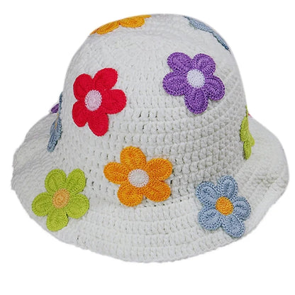 Flower Knit Bucket Hat