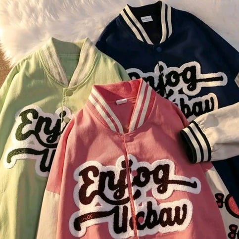Heart Letter Embroidery Varsity Jacket