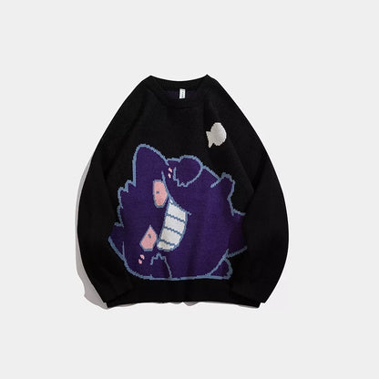 Cute Pikachu Anime Cartoon Print Oversize Sweater Sweatshirt Pullover Casual E-Girl Kawaii Korean Japanese Harajuku