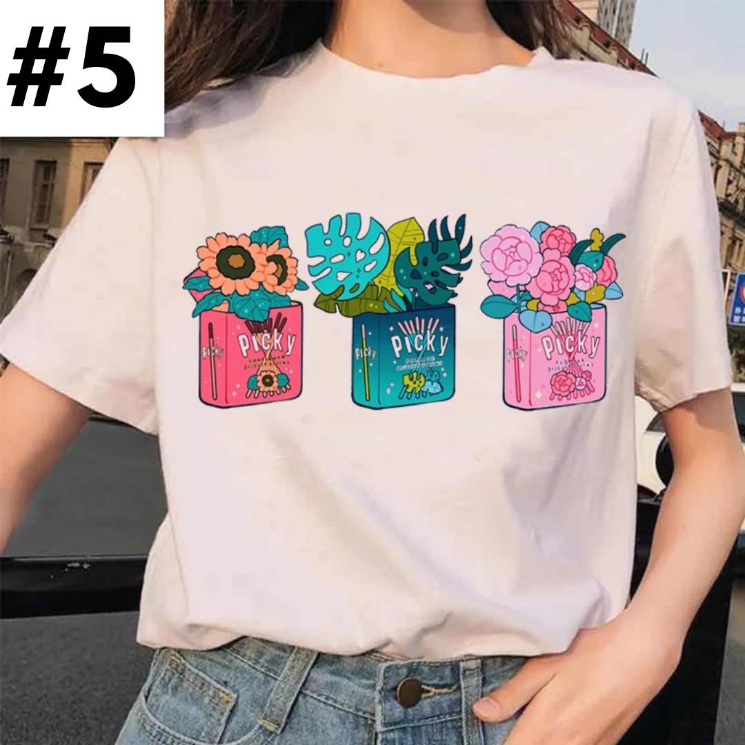 Cute Moon Water Soda Drink Can Print Oversized Short Sleeve Shirt Aesthetic Casual E-Girl Kawaii Korean Japanese Harajuku