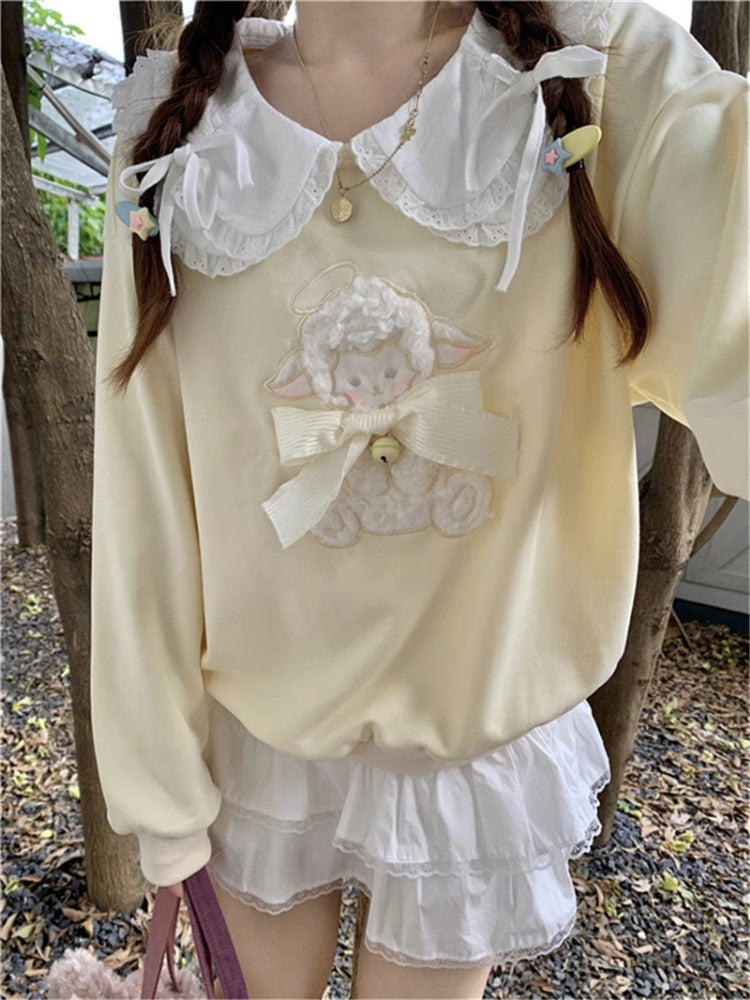 Yellow Sheep Peterpan Collar Sweatshirt