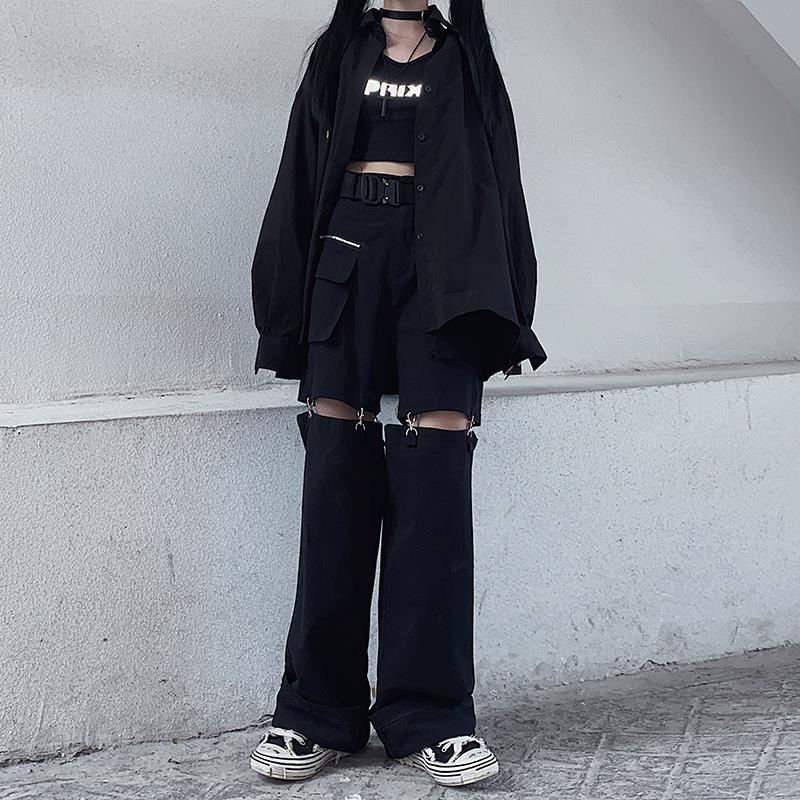Black Cut Out Oversized Pocket Cargo Pants