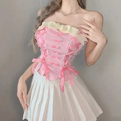 Pink Bow Corset Top
