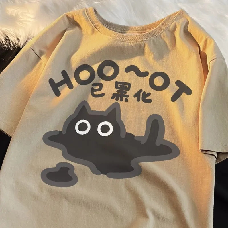Cat Print Short Sleeve T-shirt