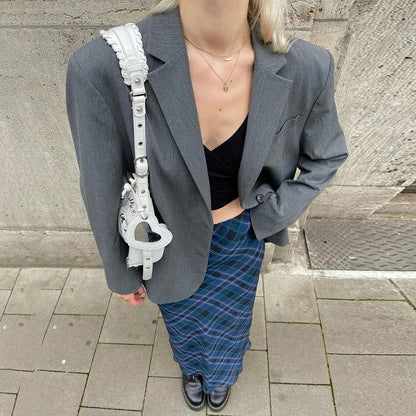Blue Plaid Maxi Skirt