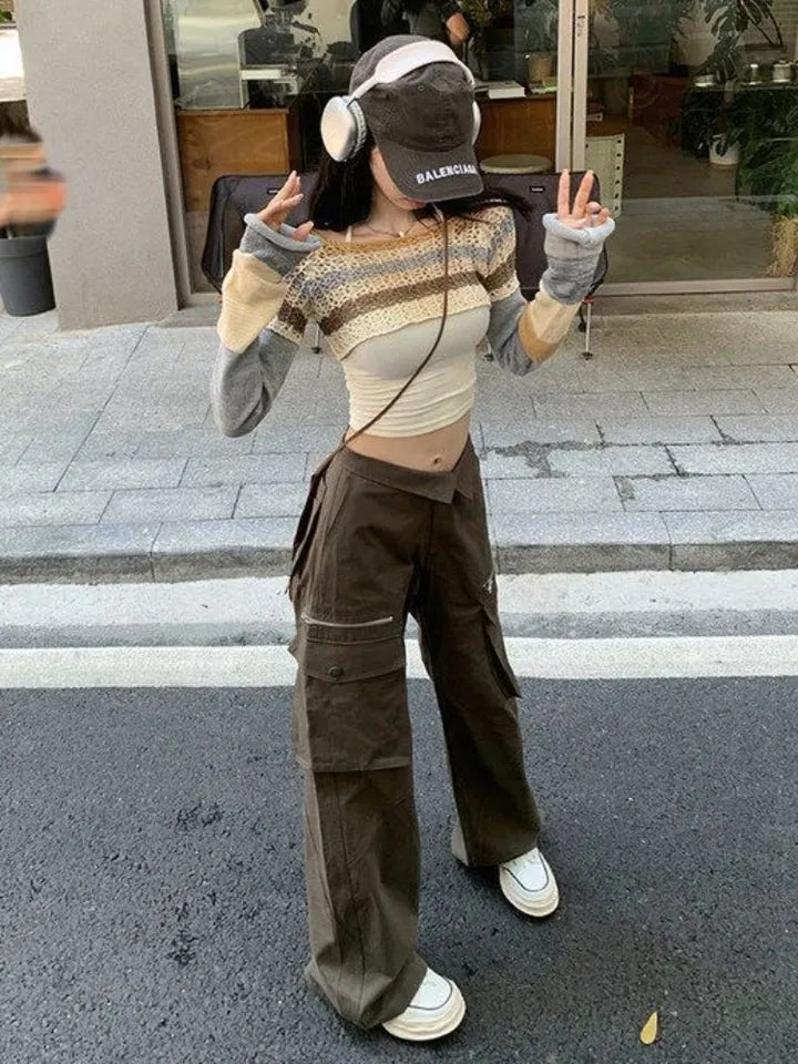 Striped Hollow Out Smock