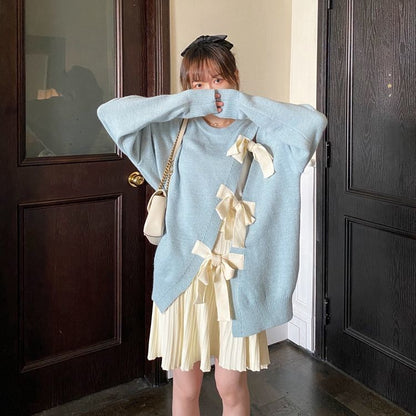 Blue Sweet Bow Sweater
