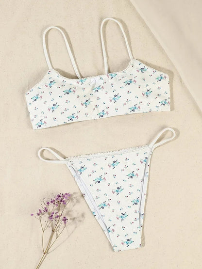 3PCS Floral Bikini Swimsuit Set