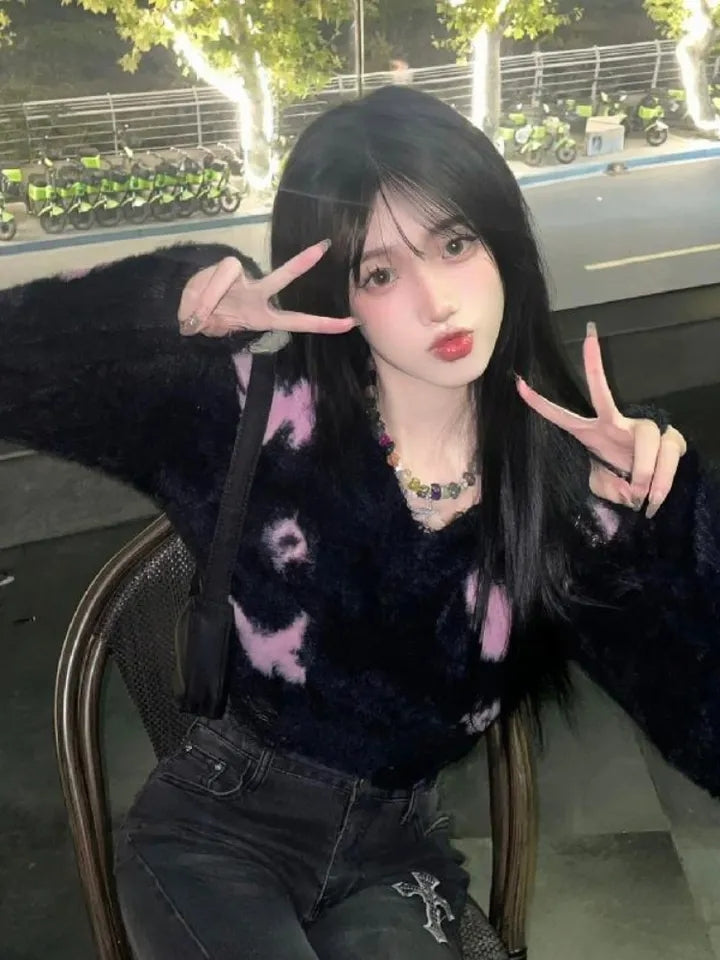 Black Fluffy Butterfly Sweater