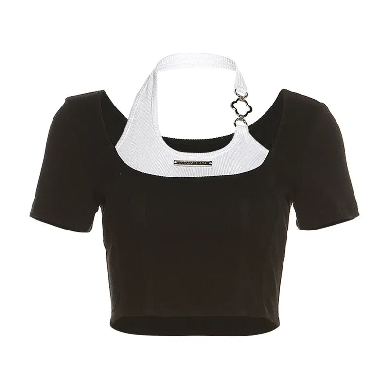 Pink Square Neck Crop Top