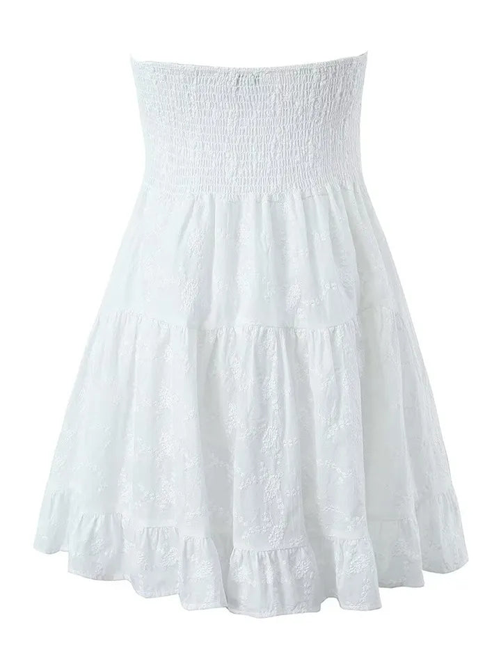 White Strapless Lace Dress