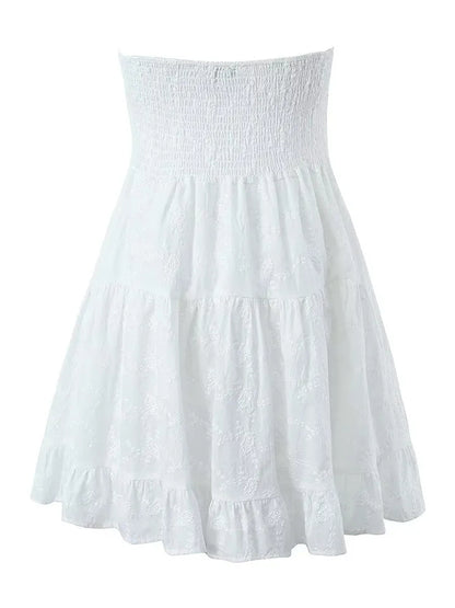 White Strapless Lace Dress