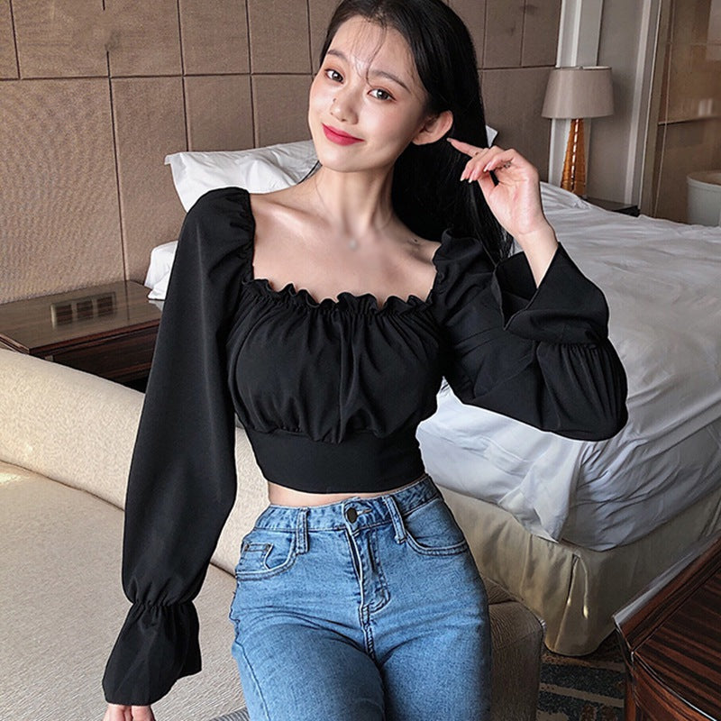 Bandage Lace Up Puff Long Sleeve Blouse