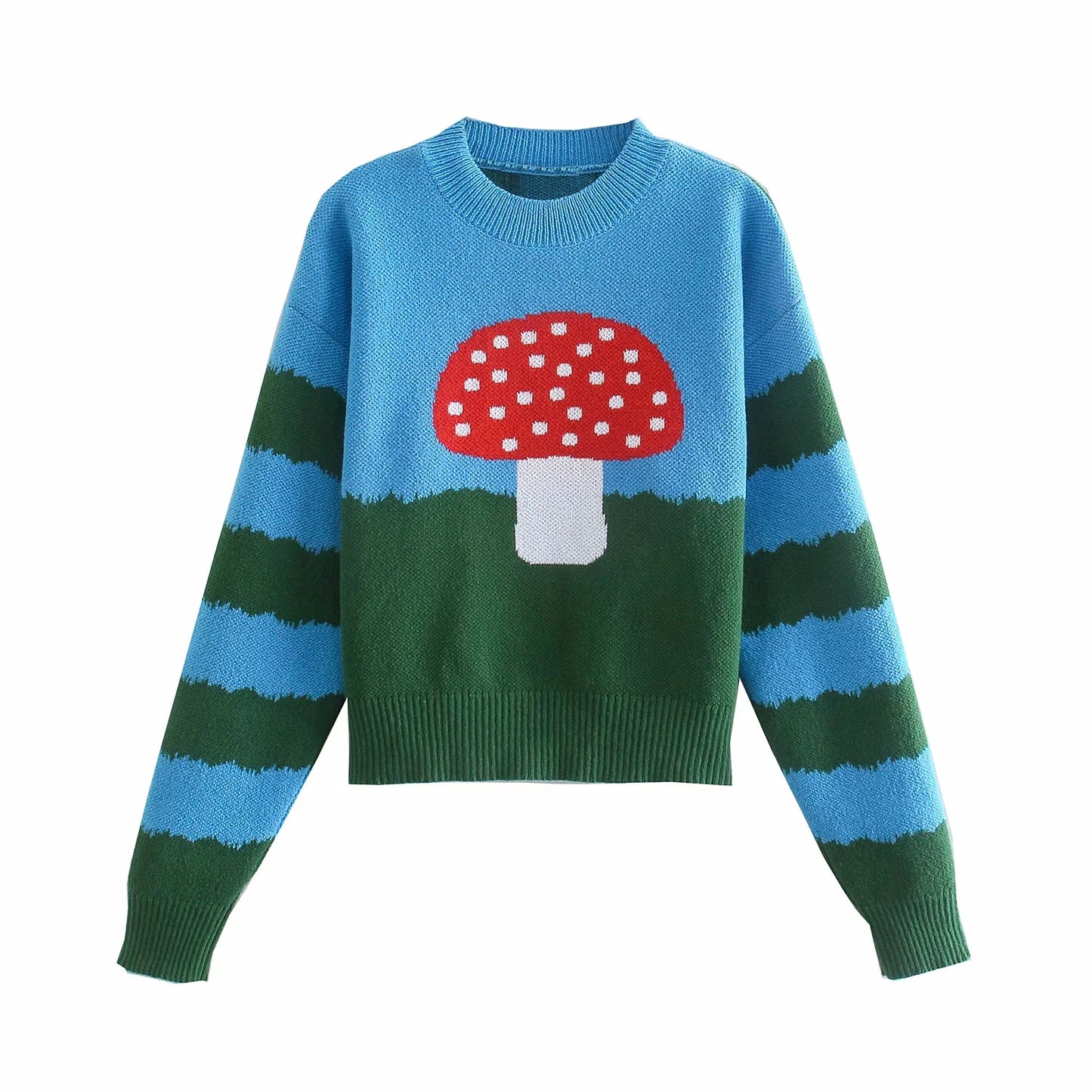 Mushroom Print Patchwork Sweater