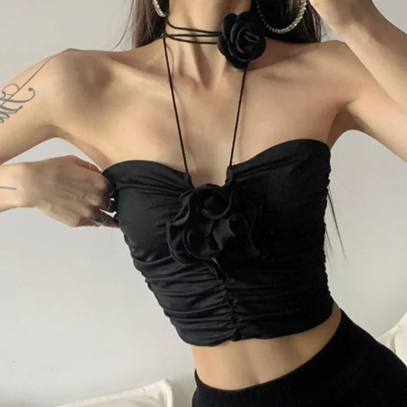 Black Rose Crop Top