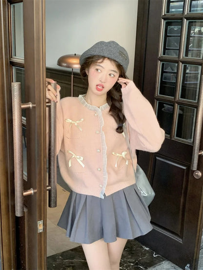 Pink Bow Knot Long Sleeve Sweater