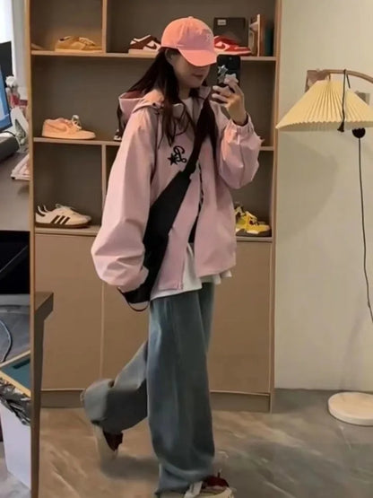 Pink Oversized Windbreaker